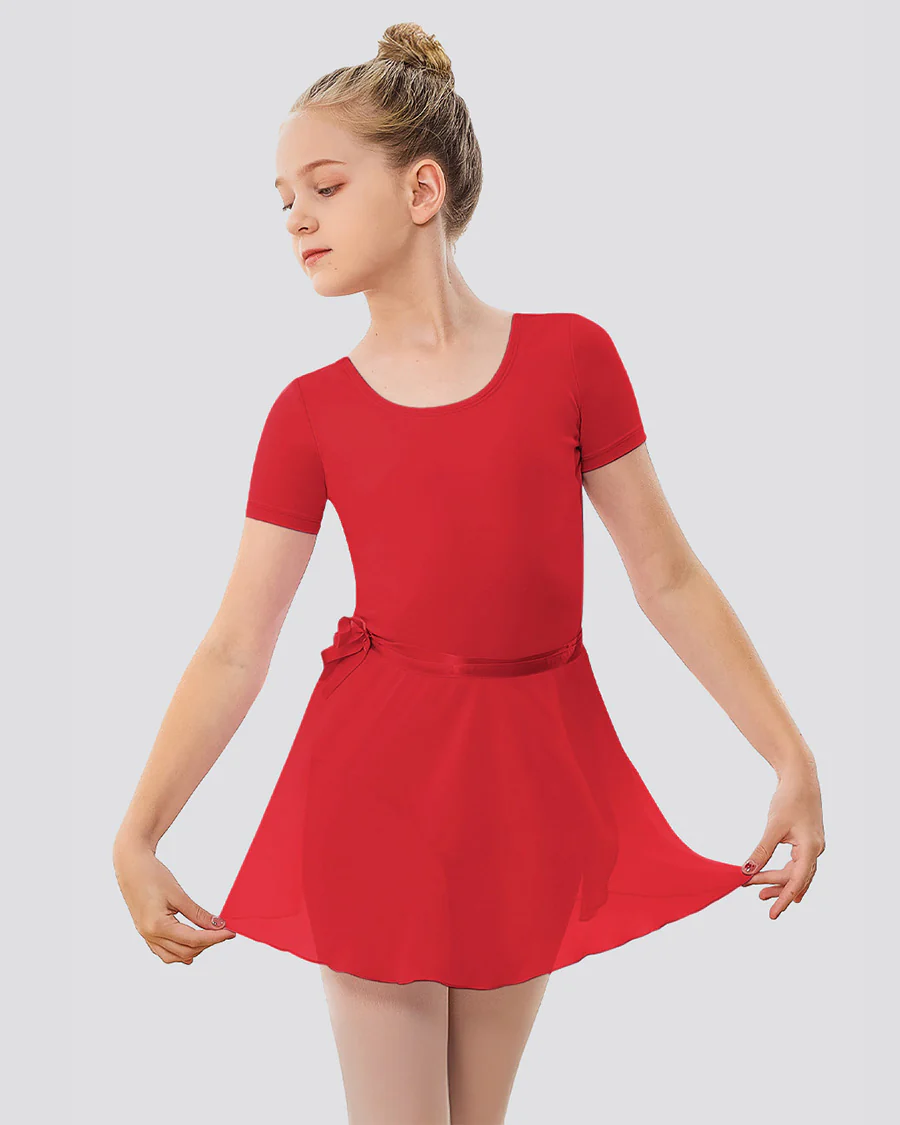 Girls Ballet Leotard Starter Kit (Short Sleeves Leotard & Tie Skirt & Tights) - Image 2