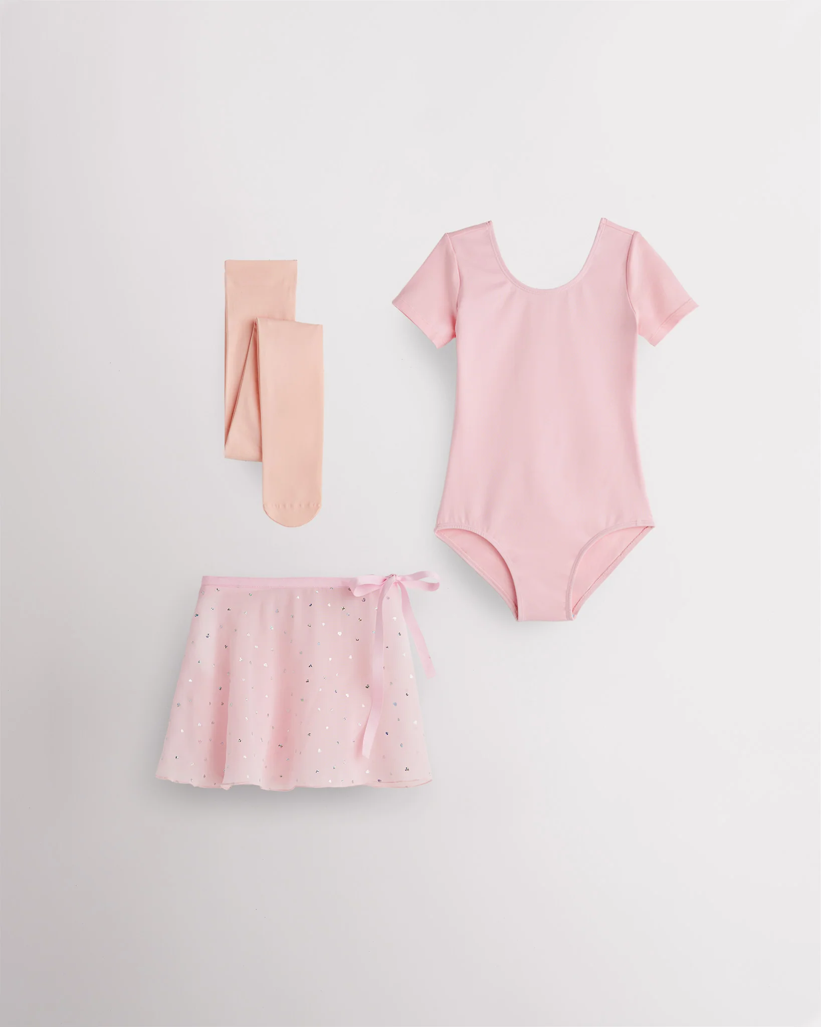 Girls Ballet Leotard Starter Kit (Short Sleeves Leotard & Tie Skirt & Tights)