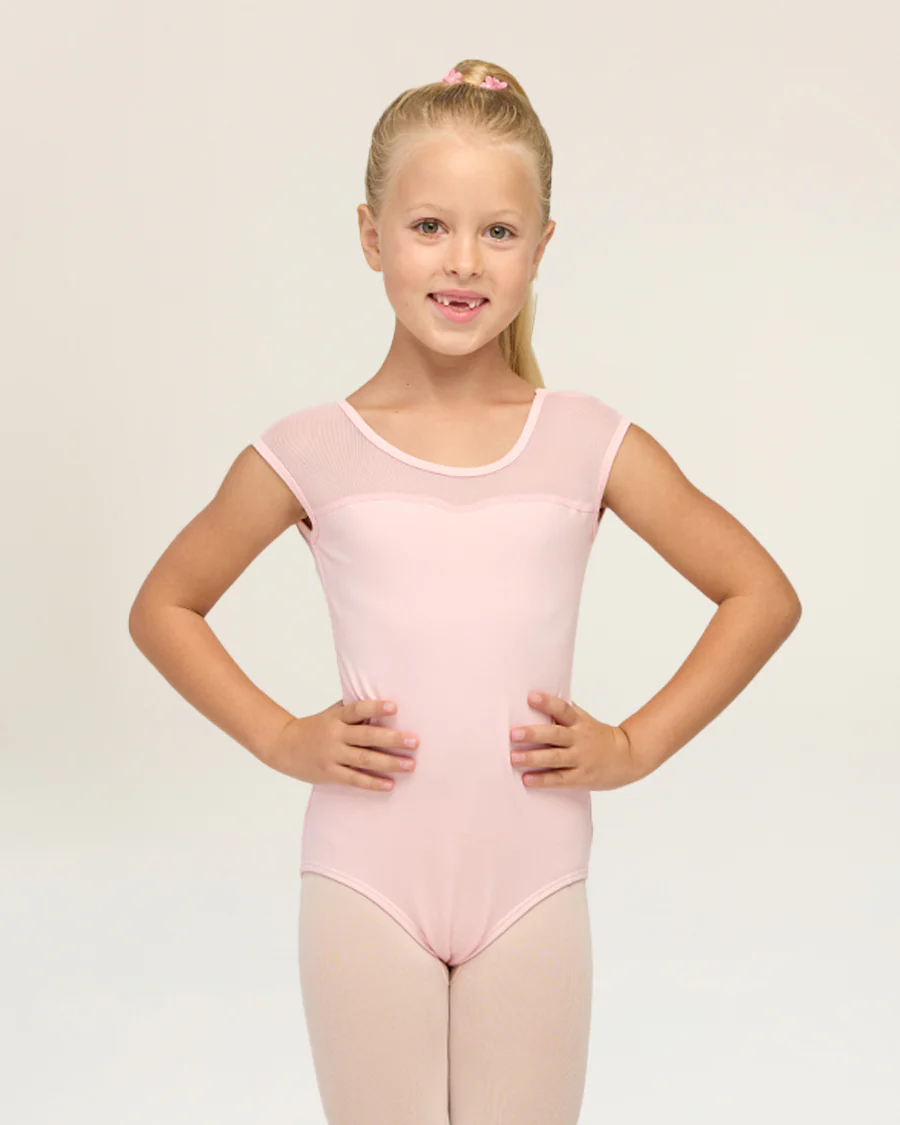 Girls Sweetheart Mesh Inserted Tank Cotton Leotard - Image 2