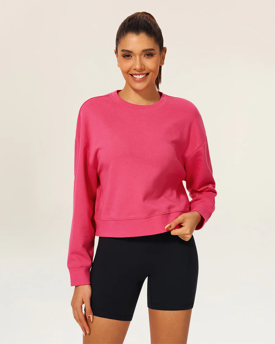Oversized Cropped Crewneck Sweatshirt