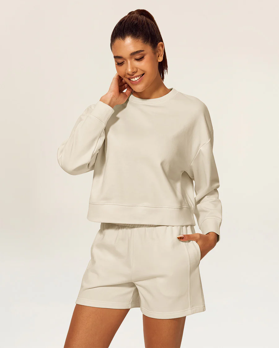 Oversized Cropped Crewneck Sweatshirt