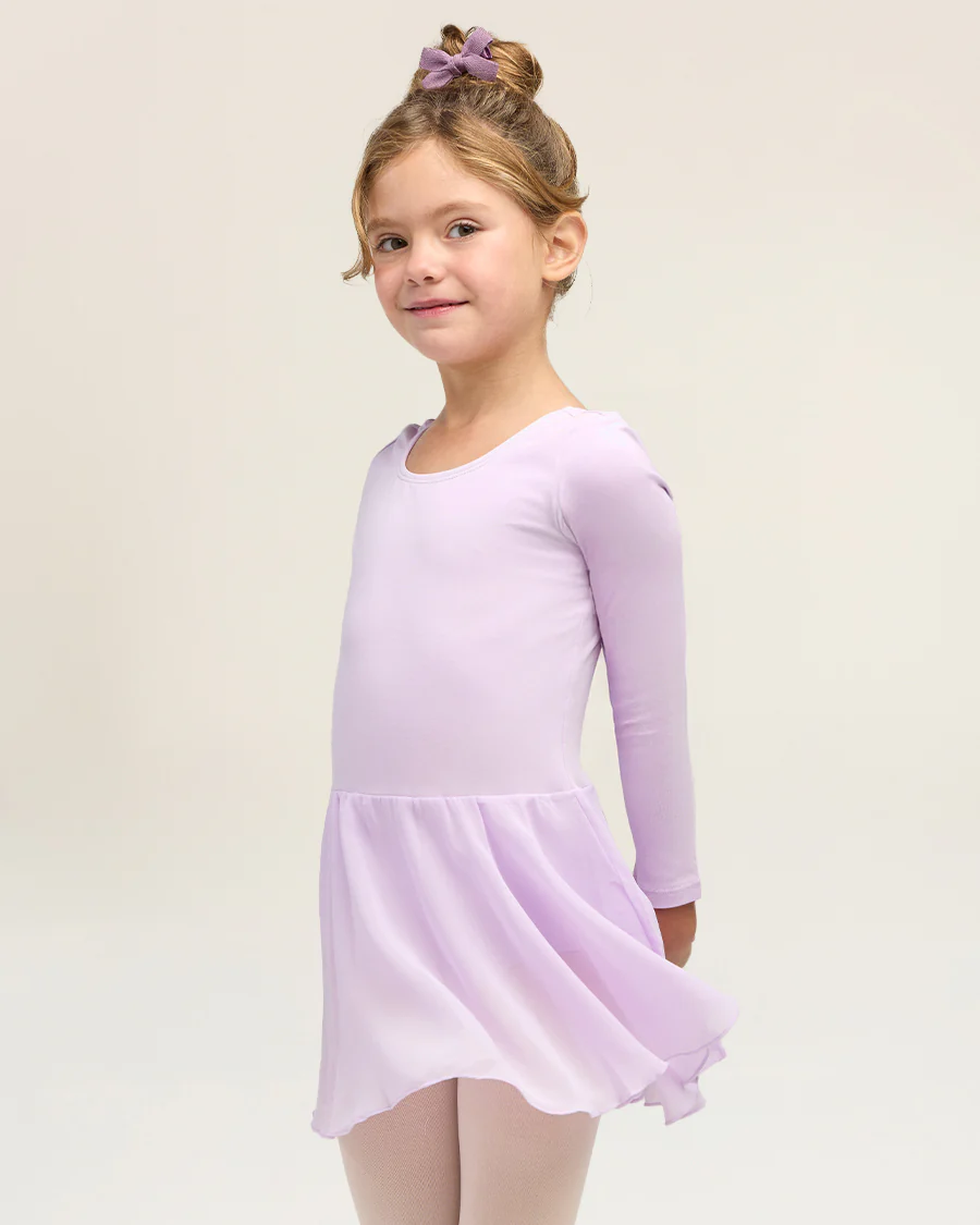 Girls Long Sleeve Ballet Leotards with Sheer Skirt - Image 4