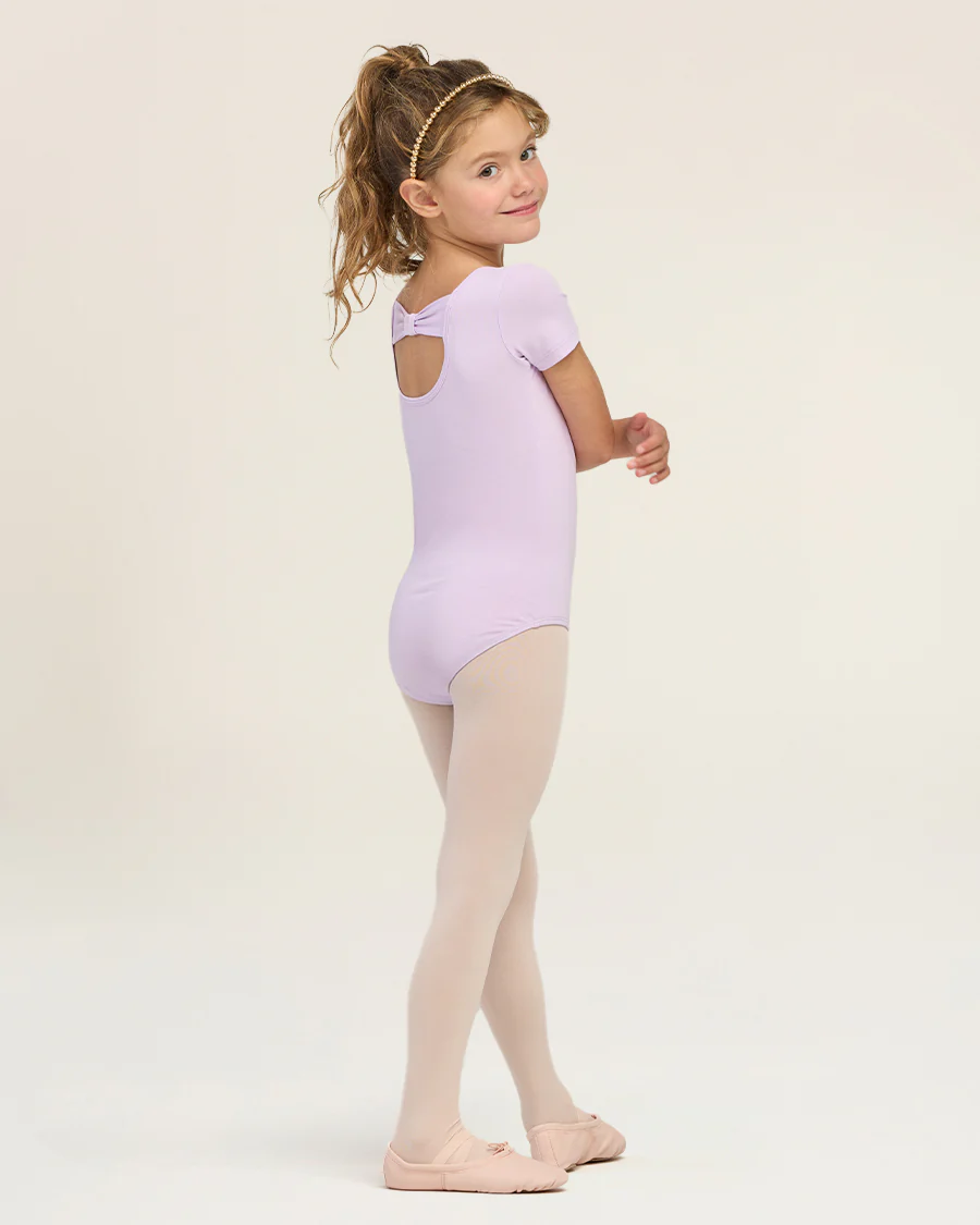 Girls Bowknot Short Sleeve Cotton Ballet Leotard - Image 6
