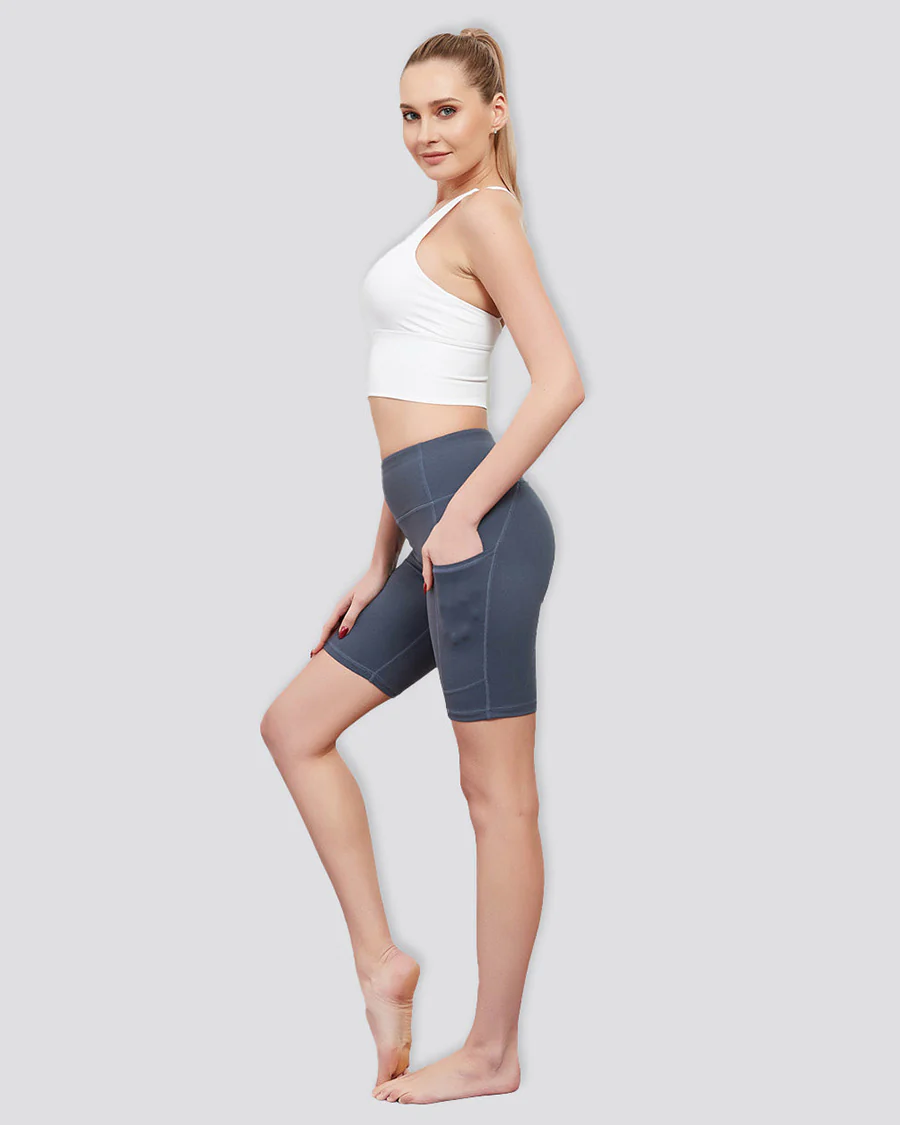 Essential High Waisted Yoga Shorts 8" - Image 2