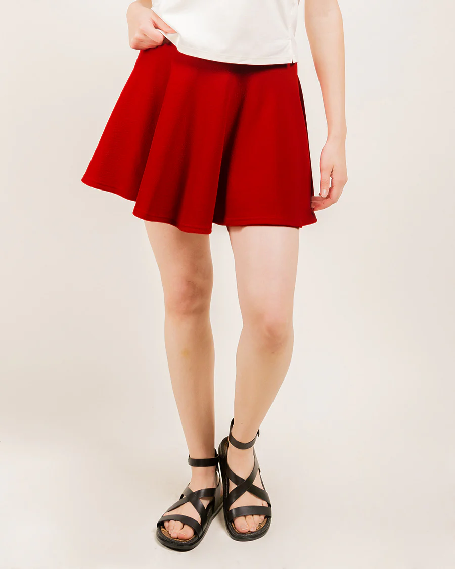 Stretchy Flared Skater Skort with Shorts
