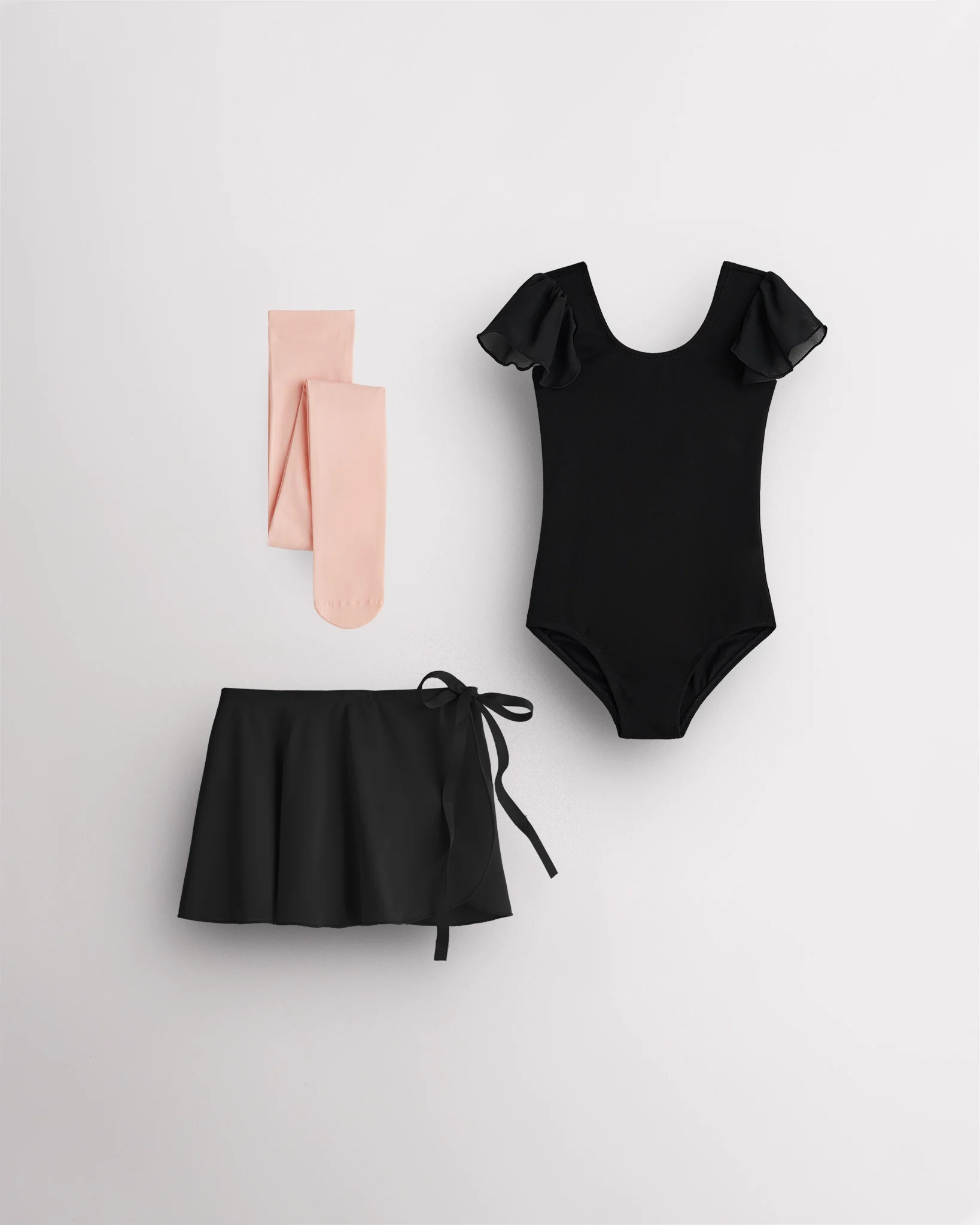 Girls Ballet Leotard Starter Kit (Flutter Sleeves Leotard & Tie Skirt & Tights)