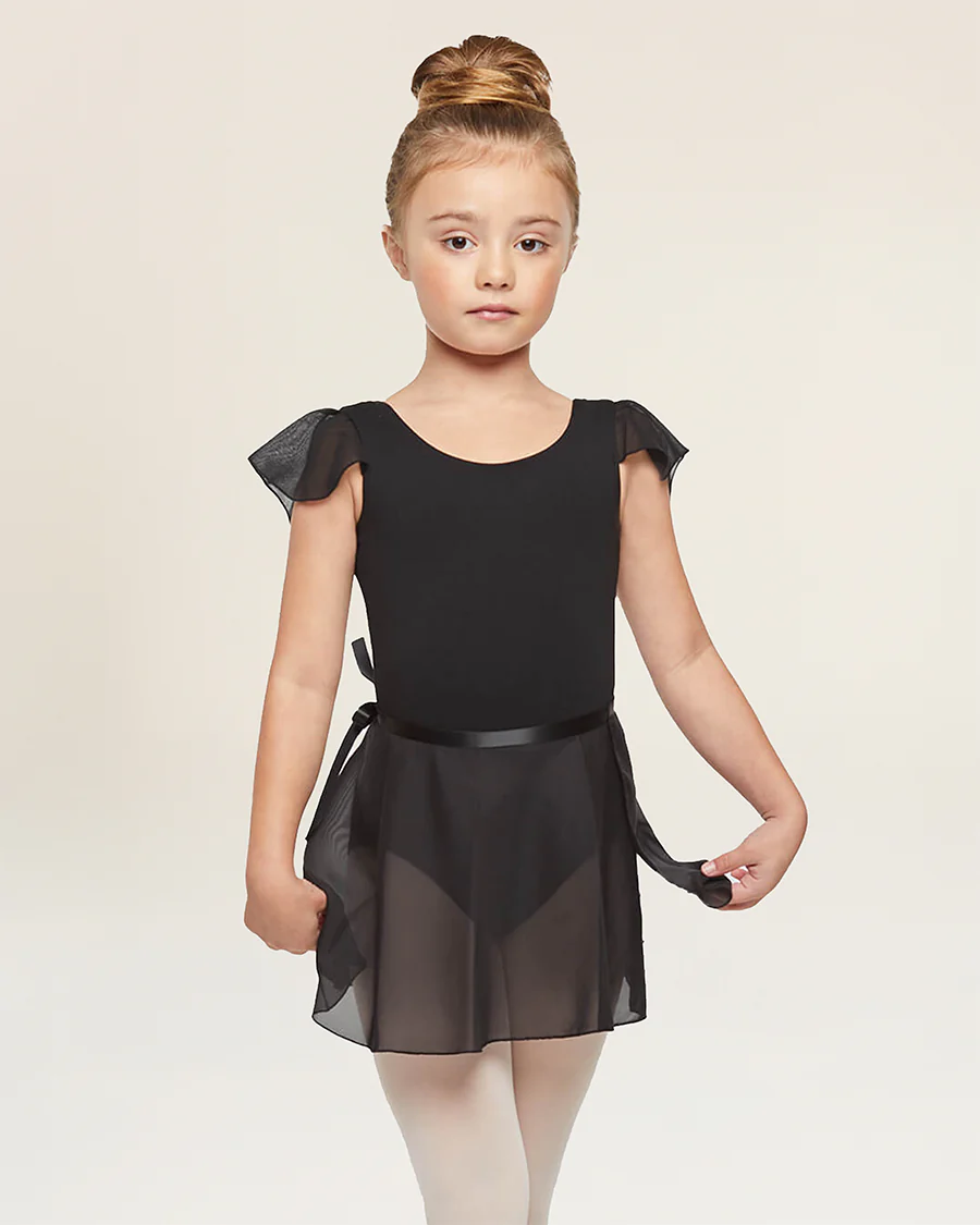 Girls Ballet Leotard Starter Kit (Flutter Sleeves Leotard & Tie Skirt & Tights) - Image 2