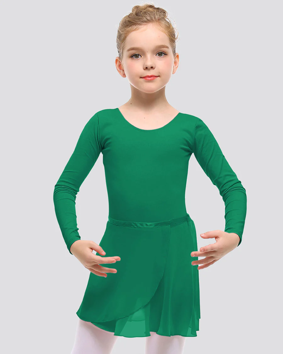 Girls Ballet Leotard Starter Kit (Long Sleeves Leotard & Tie Chiffon Skirt & Tights)