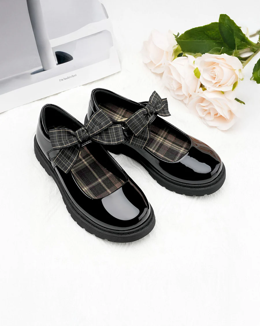 Girls Black Mary Janes with Detachable Bows - Image 2