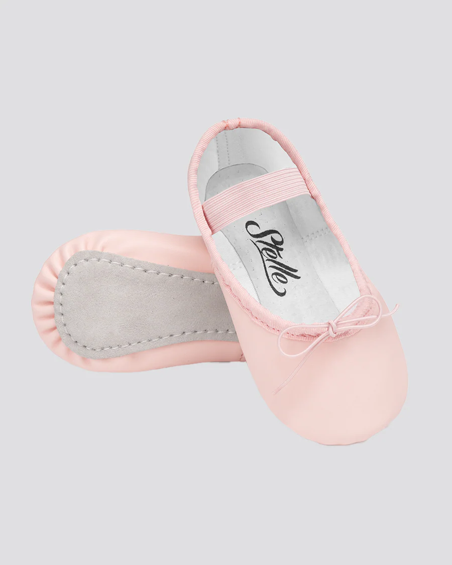 Kids Bow Trim Vegan Leather Ballet Shoes - Image 2