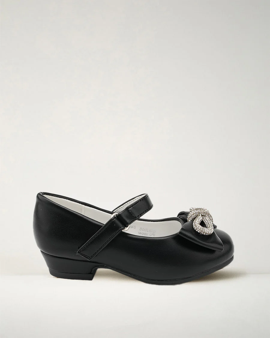 Girls Closed Toe Mary Jane Shoes | Ankle Strap Heels with Bow