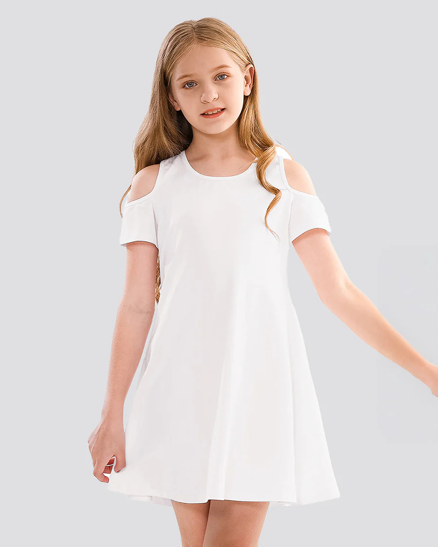 Girls Cold Shoulder Tunic A-Line Twirly Dress