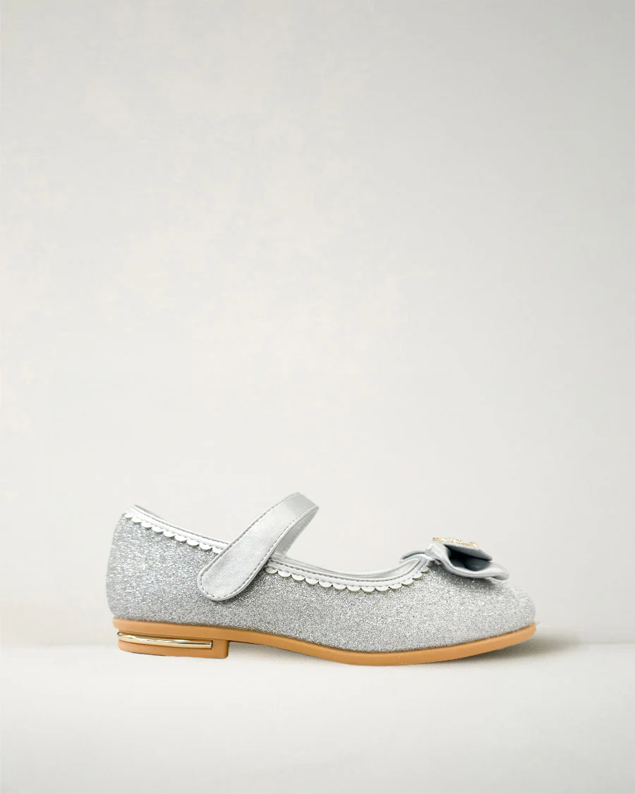 Girls Crown Glitter Low Heel Mary Jane Dress Shoes