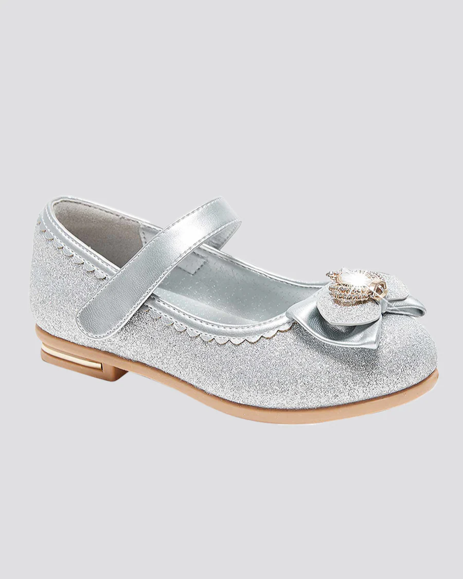 Girls Crown Glitter Low Heel Mary Jane Dress Shoes - Image 2