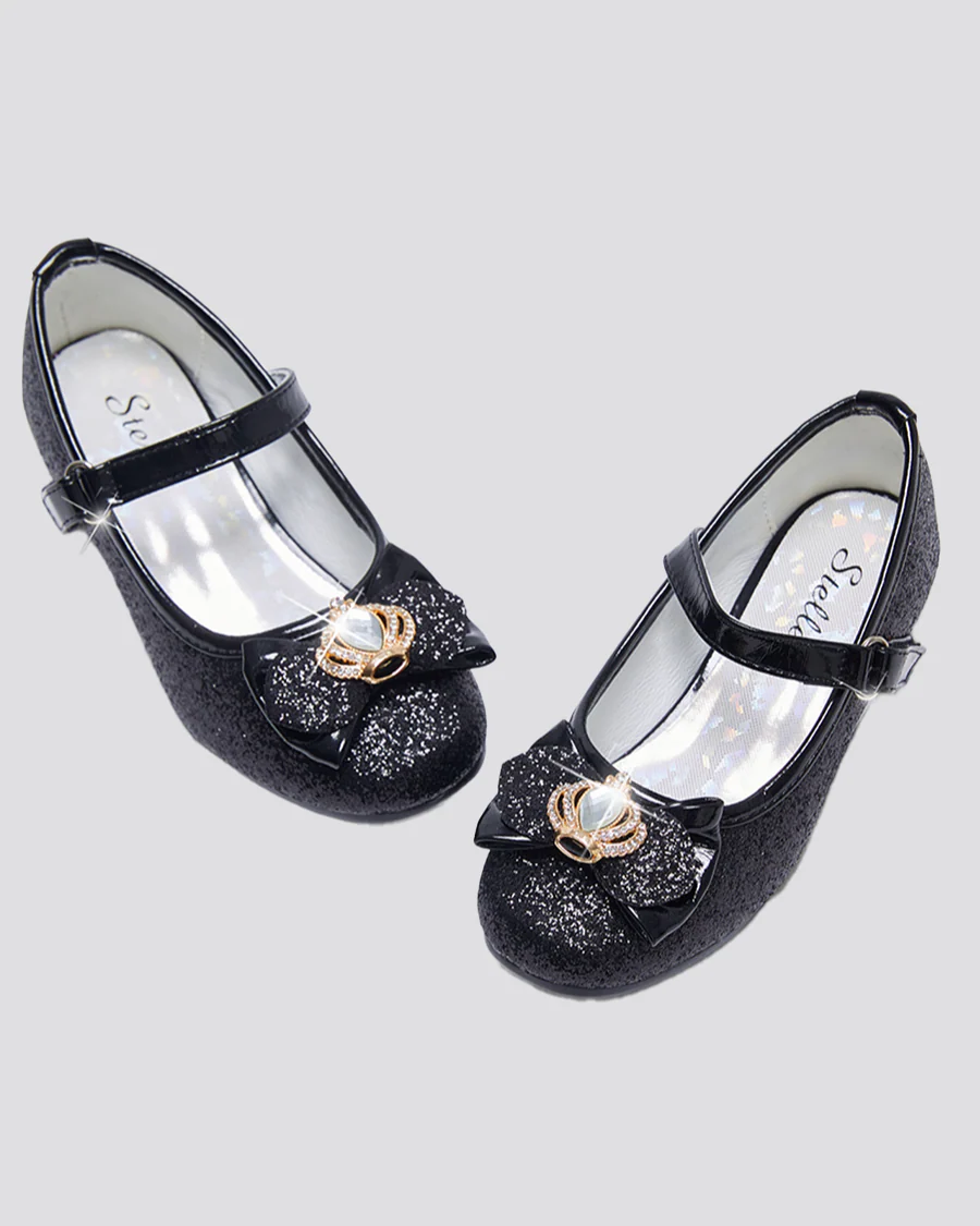 Girls Crown Glitter Mary Jane Dress Shoes - Image 2