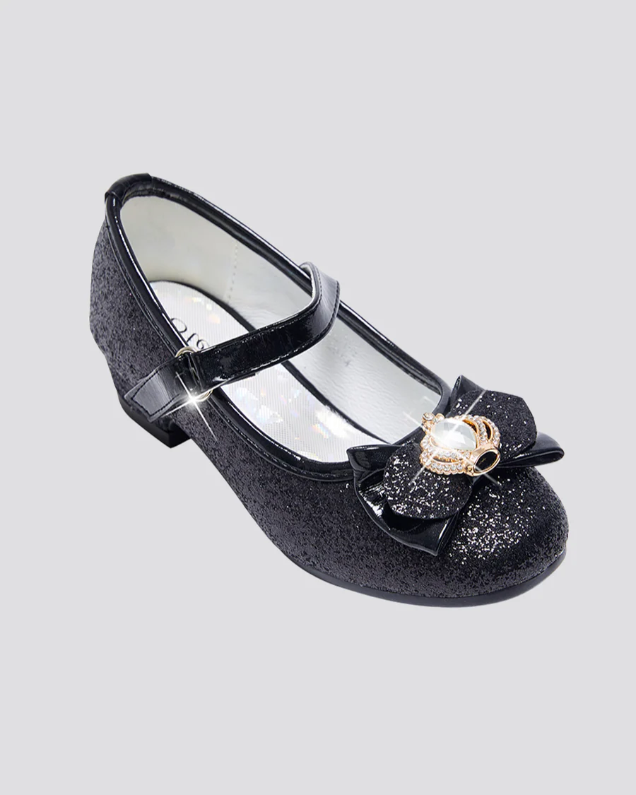 Girls Crown Glitter Mary Jane Dress Shoes - Image 3
