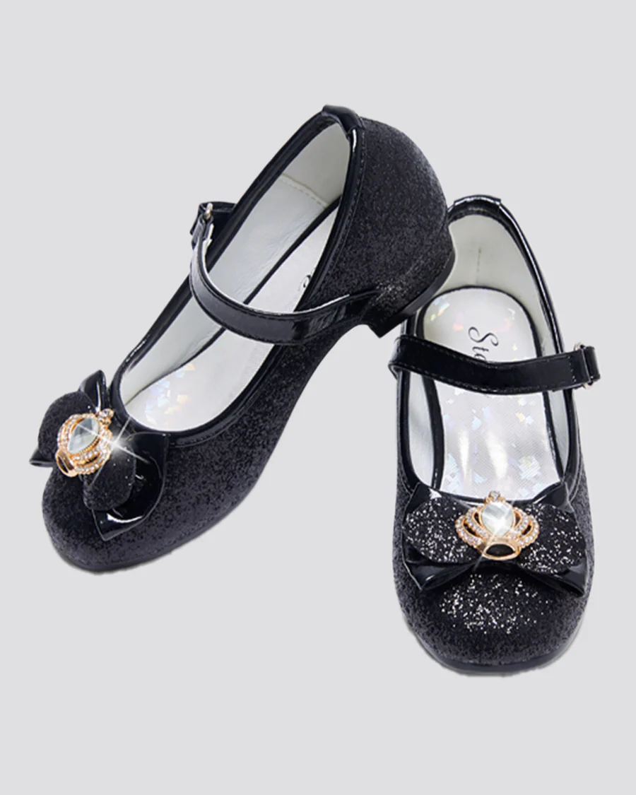Girls Crown Glitter Mary Jane Dress Shoes - Image 4