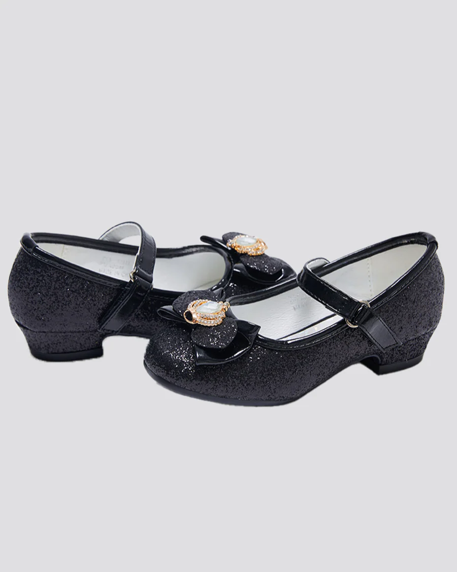 Girls Crown Glitter Mary Jane Dress Shoes - Image 5