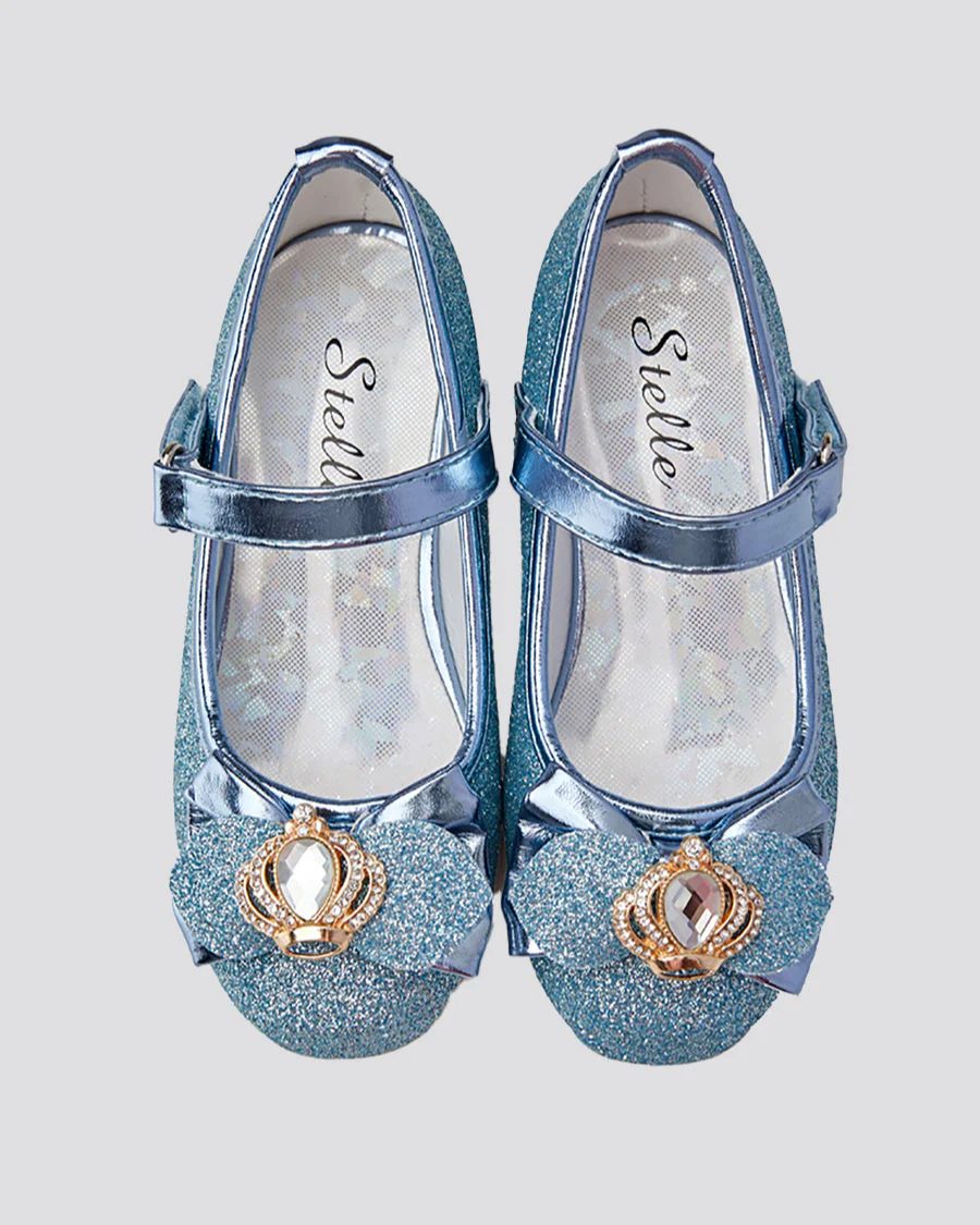 Girls Crown Glitter Mary Jane Dress Shoes - Image 3