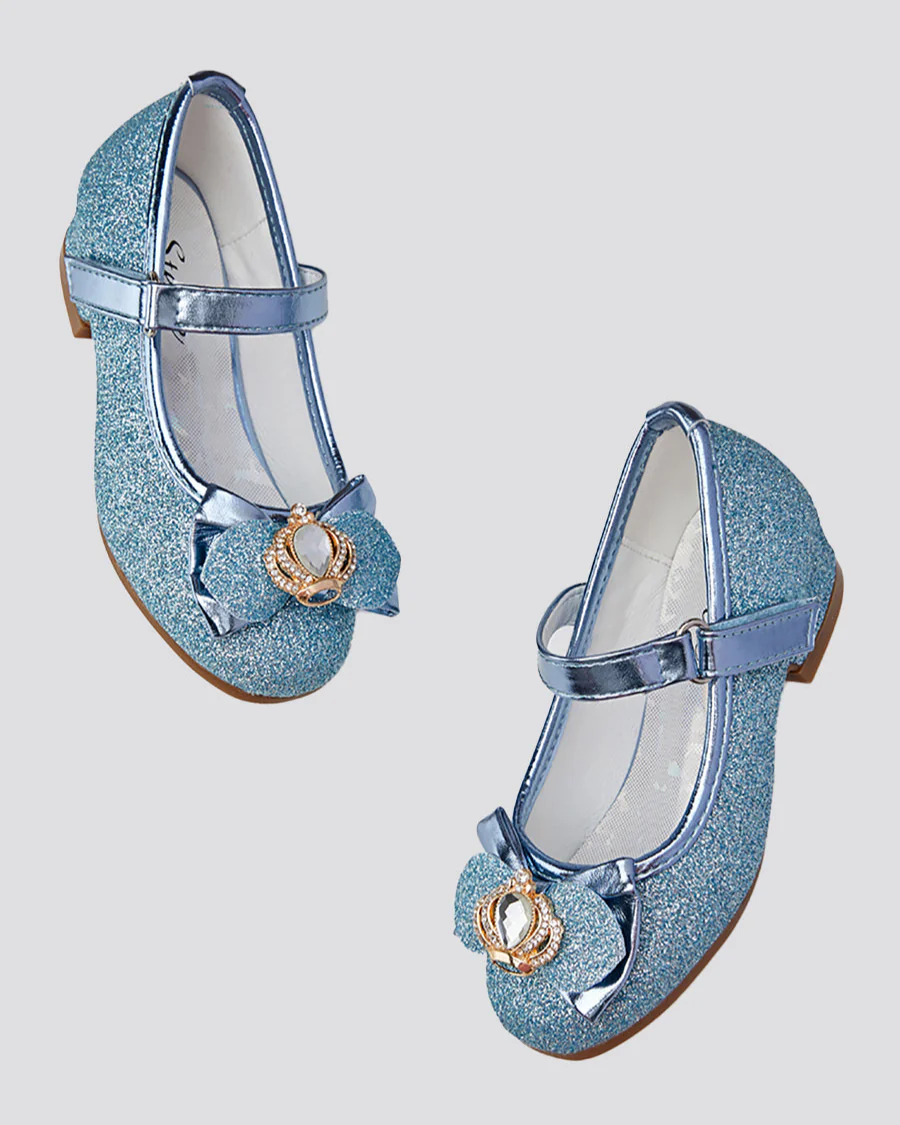 Girls Crown Glitter Mary Jane Dress Shoes - Image 4