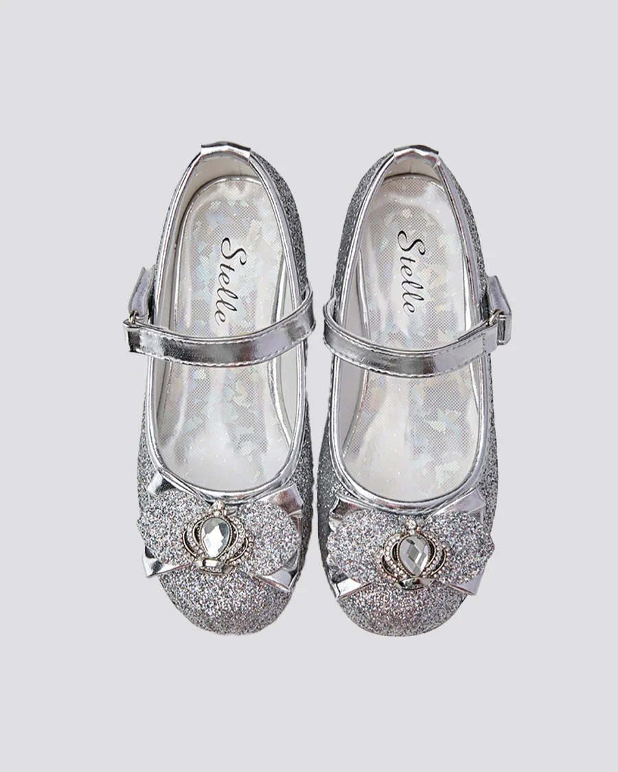 Girls Crown Glitter Mary Jane Dress Shoes - Image 5