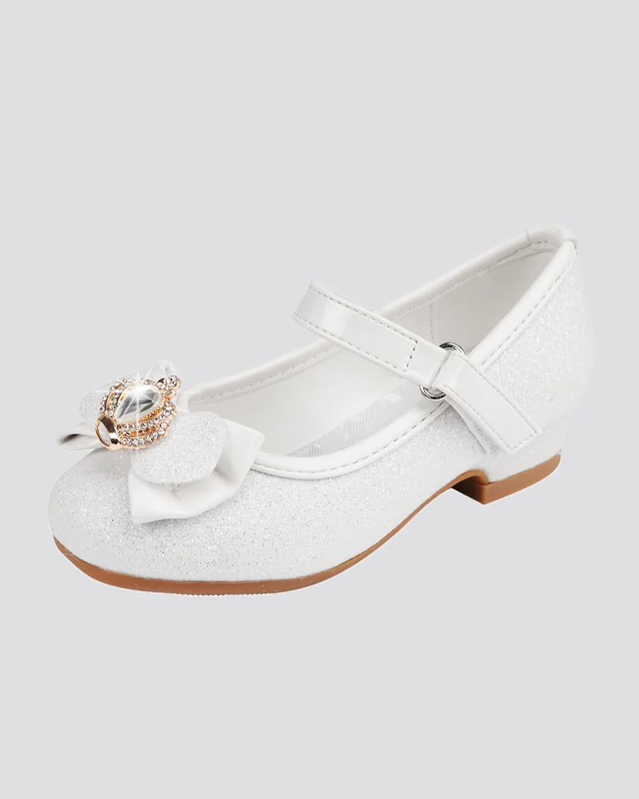 Girls Crown Glitter Mary Jane Dress Shoes - Image 4