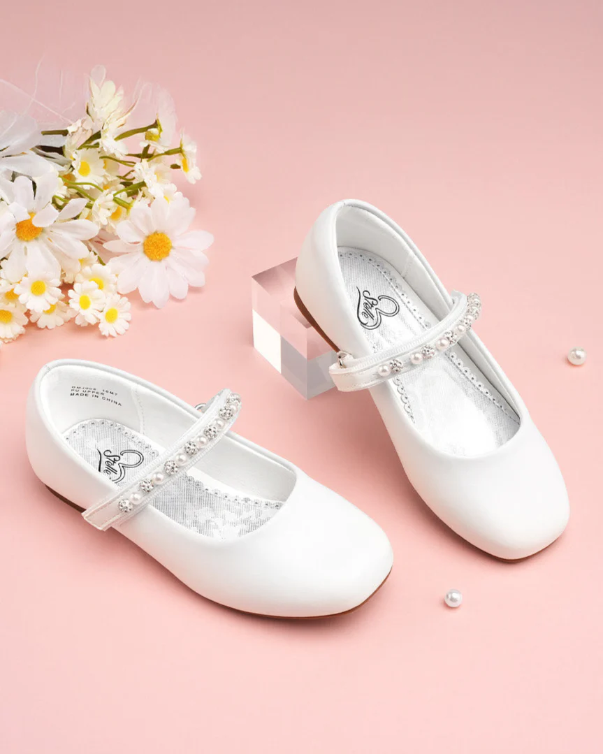 Girls Dress Shoes | Ballet Flats with Beaded Straps - Image 4