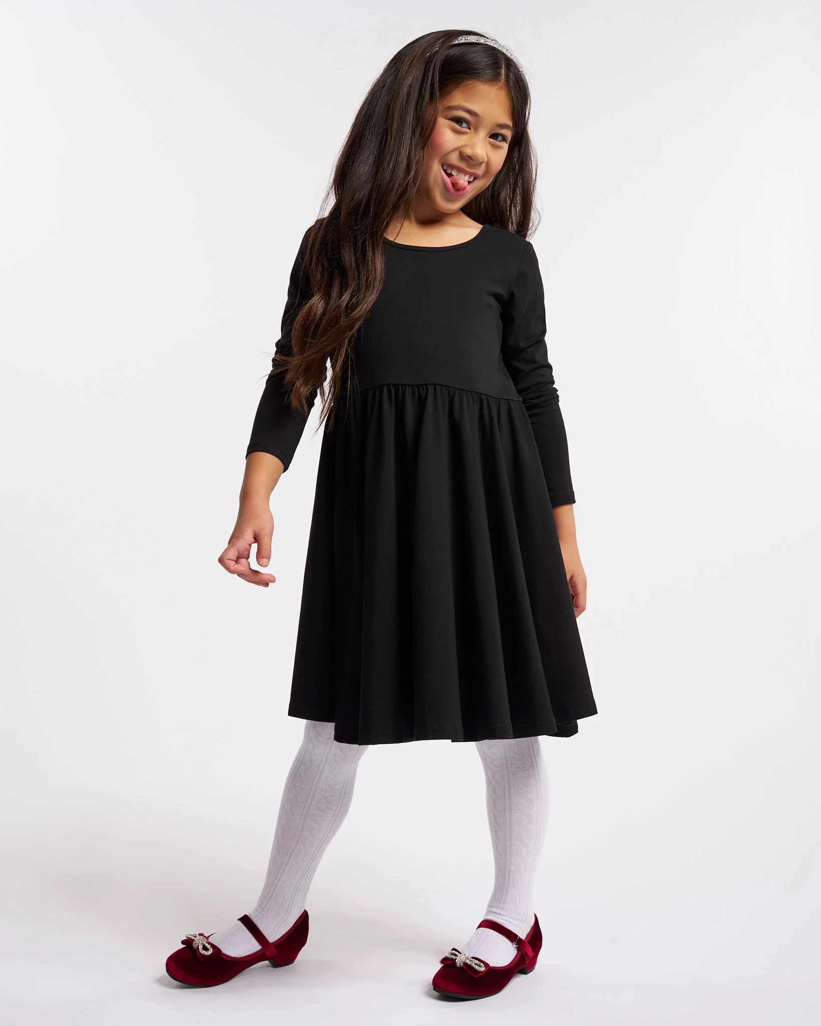 Girls Long Sleeve A-Line Twirly Dress