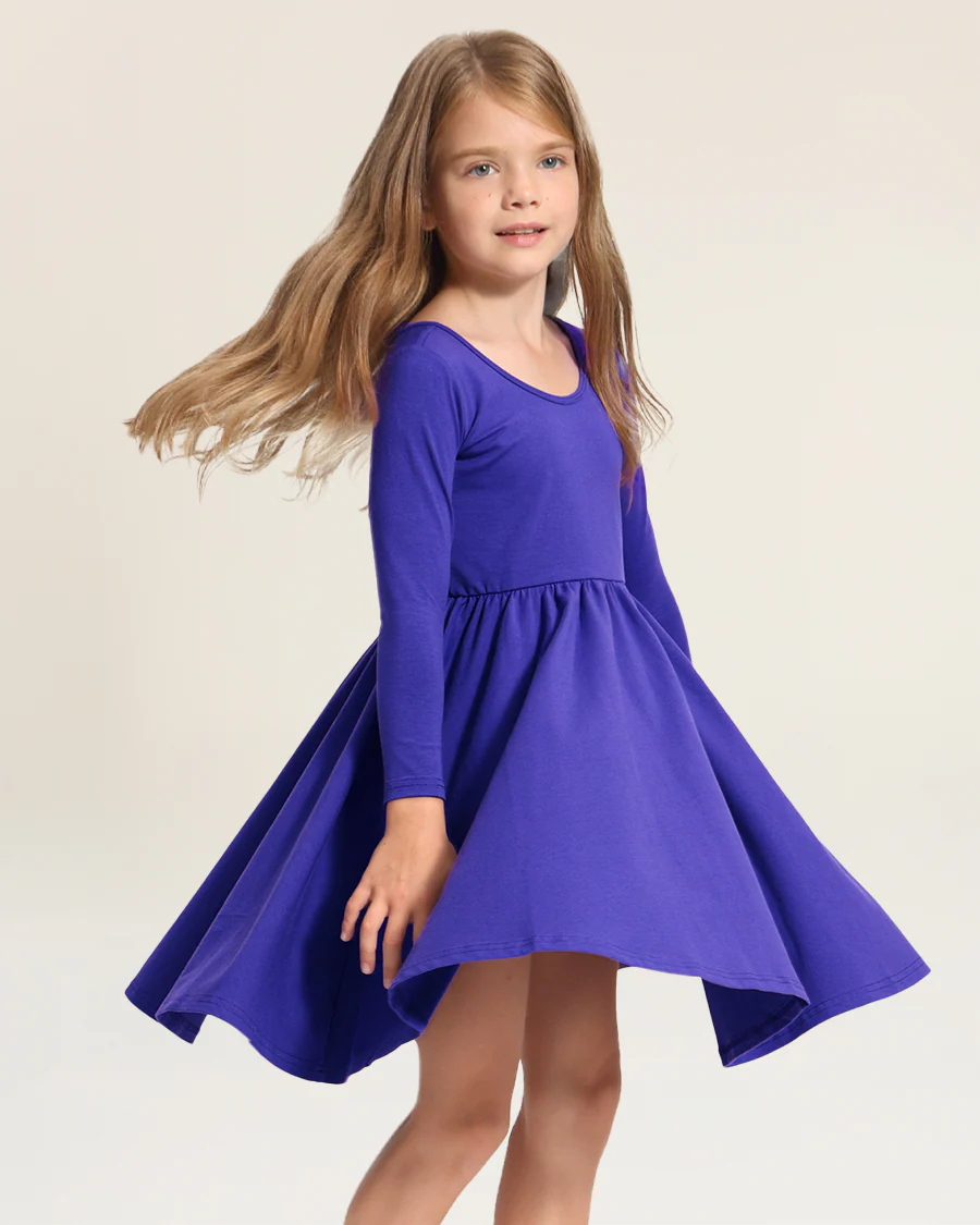 Girls Long Sleeve A-Line Twirly Dress