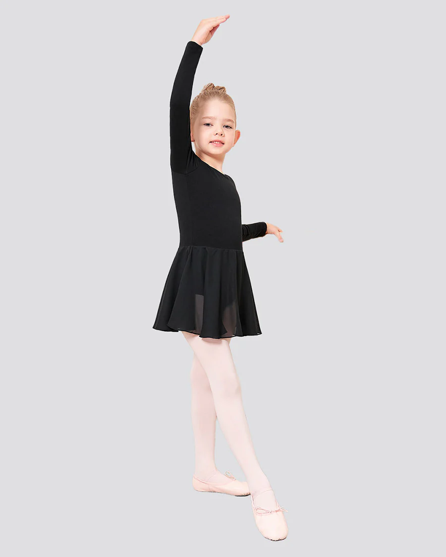 Girls Long Sleeve Ballet Leotards with Sheer Skirt - Image 3