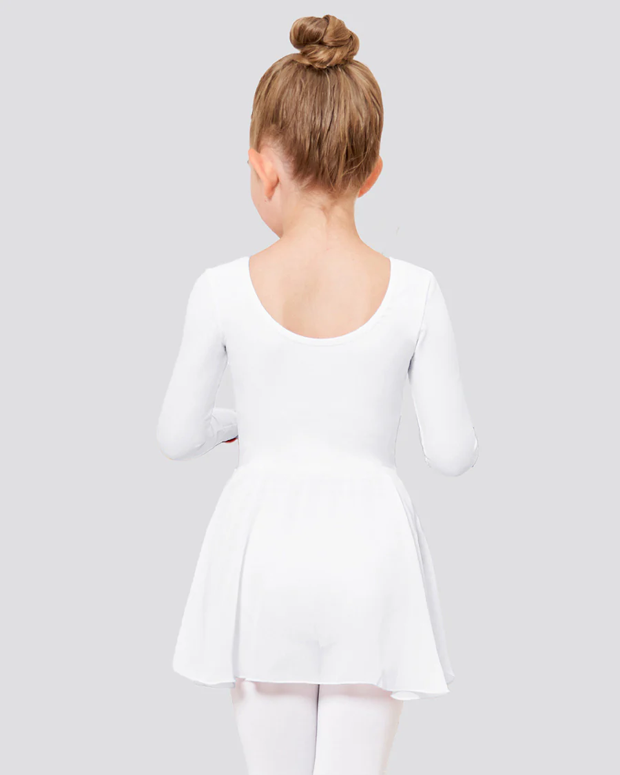 Girls Long Sleeve Ballet Leotards with Sheer Skirt - Image 3