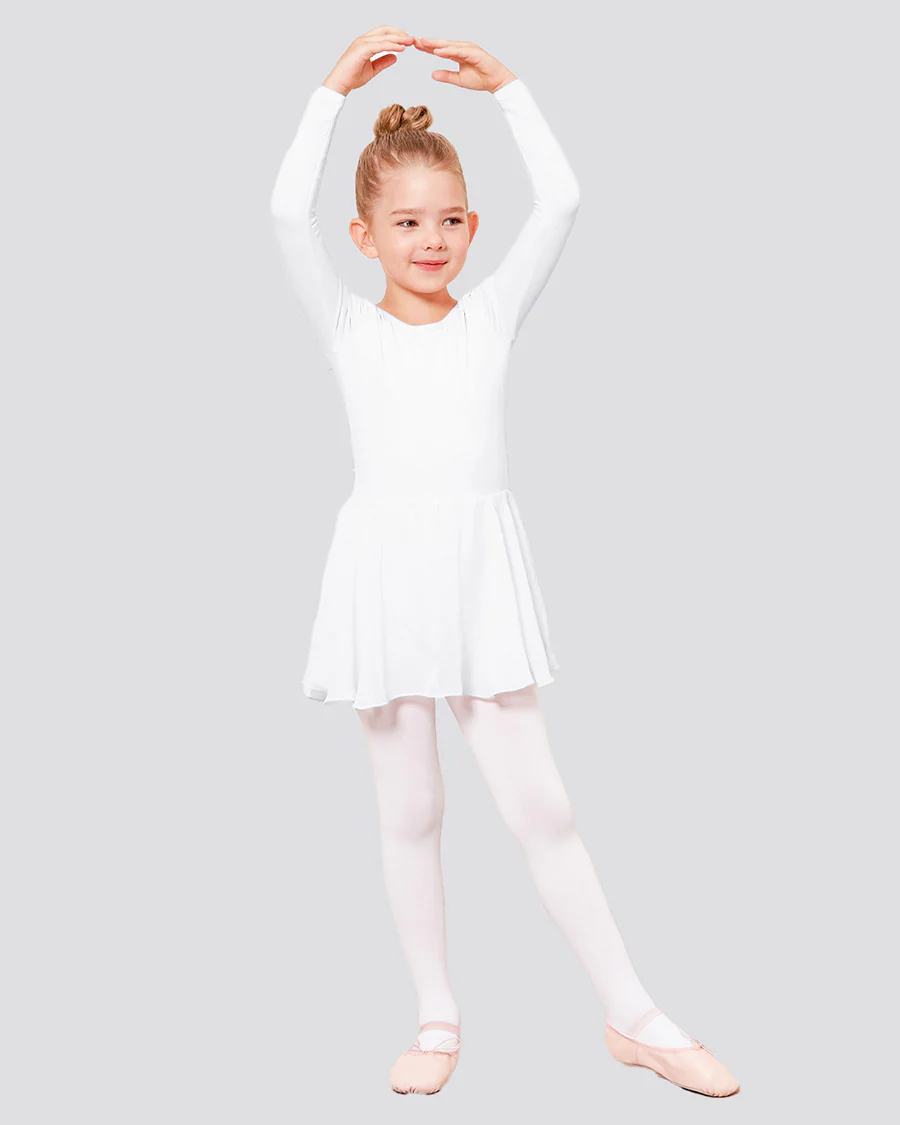 Girls Long Sleeve Ballet Leotards with Sheer Skirt - Image 5