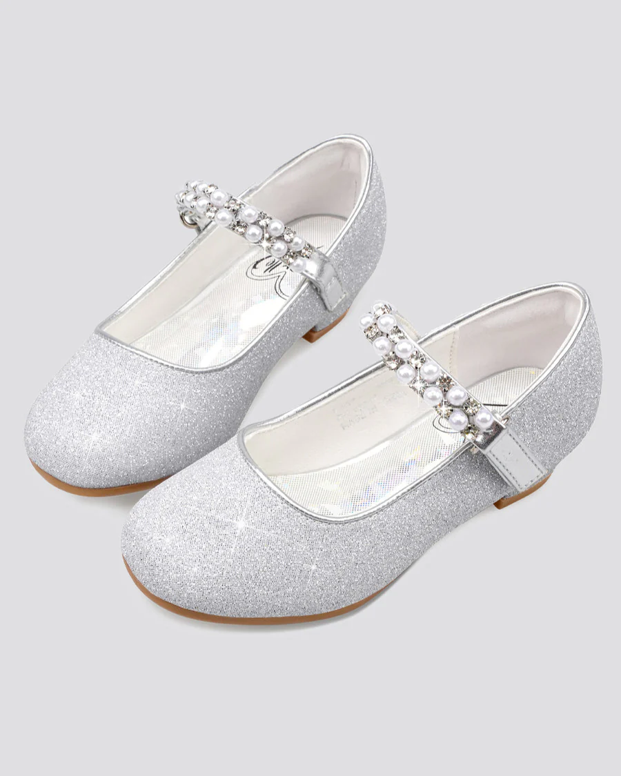 Girls Pearl and diamond strap Low Heel Mary Jane Dress Shoes - Image 2