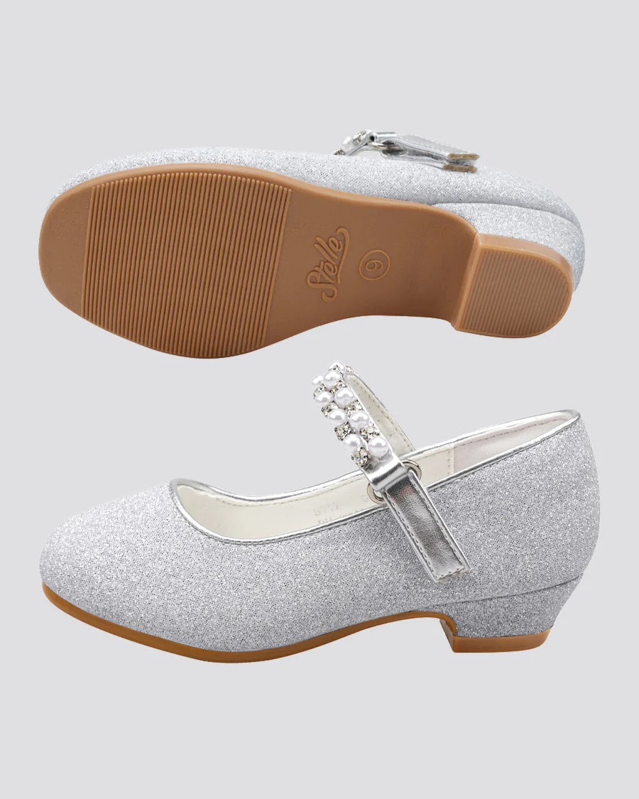Girls Pearl and diamond strap Low Heel Mary Jane Dress Shoes - Image 5