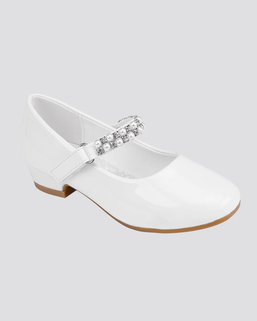 Girls Pearl and diamond strap Low Heel Mary Jane Dress Shoes - Image 4