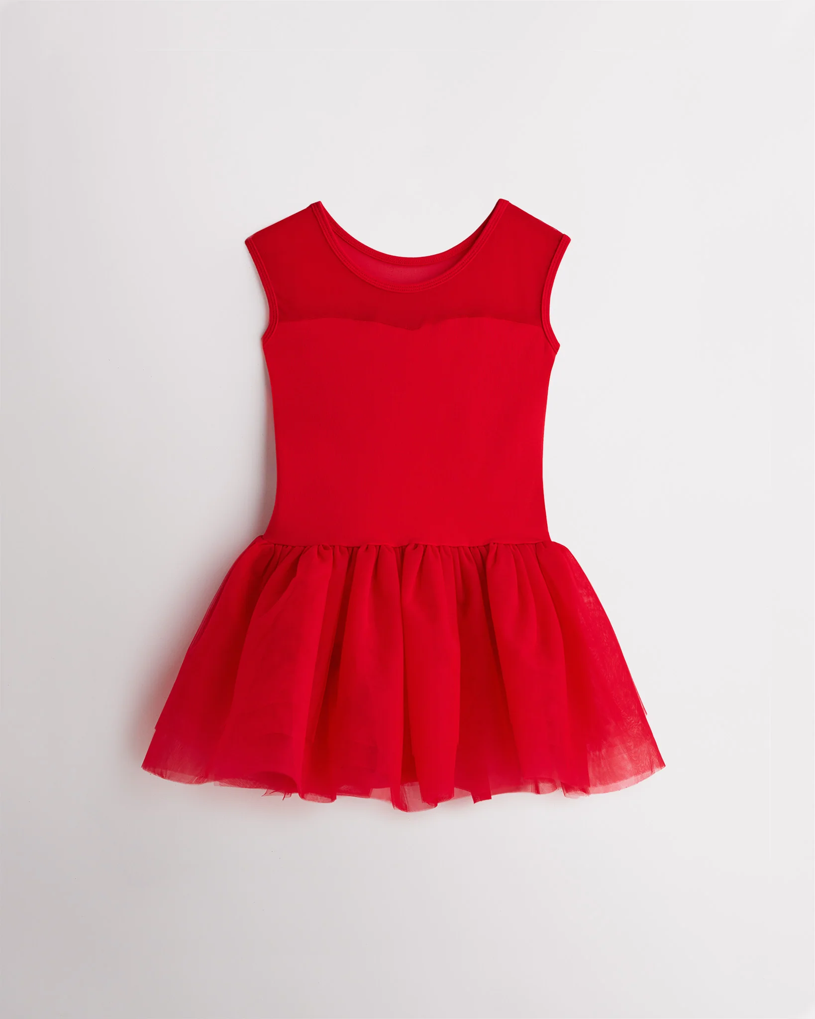 Girls Sweetheart Mesh Inserted Tank Tulle Dress