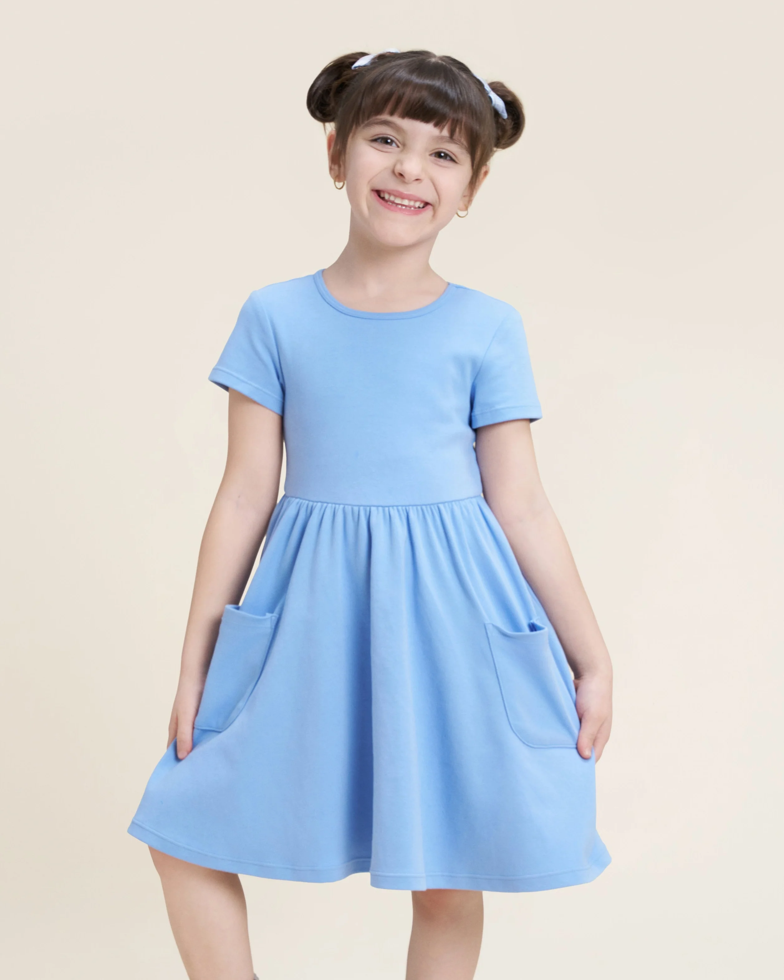 Girls Short Sleeve A-Line Twirl Dress