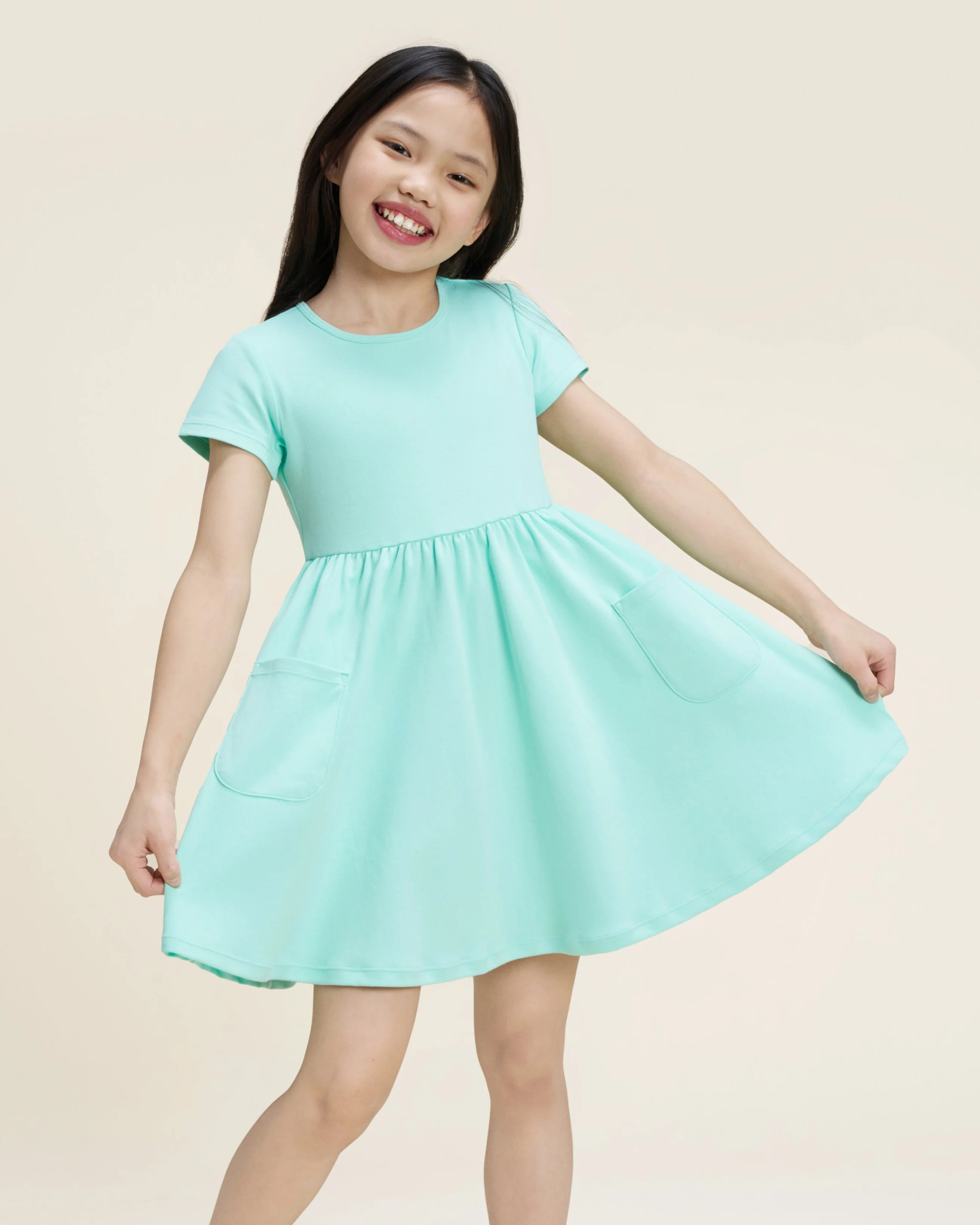 Girls Short Sleeve A-Line Twirl Dress