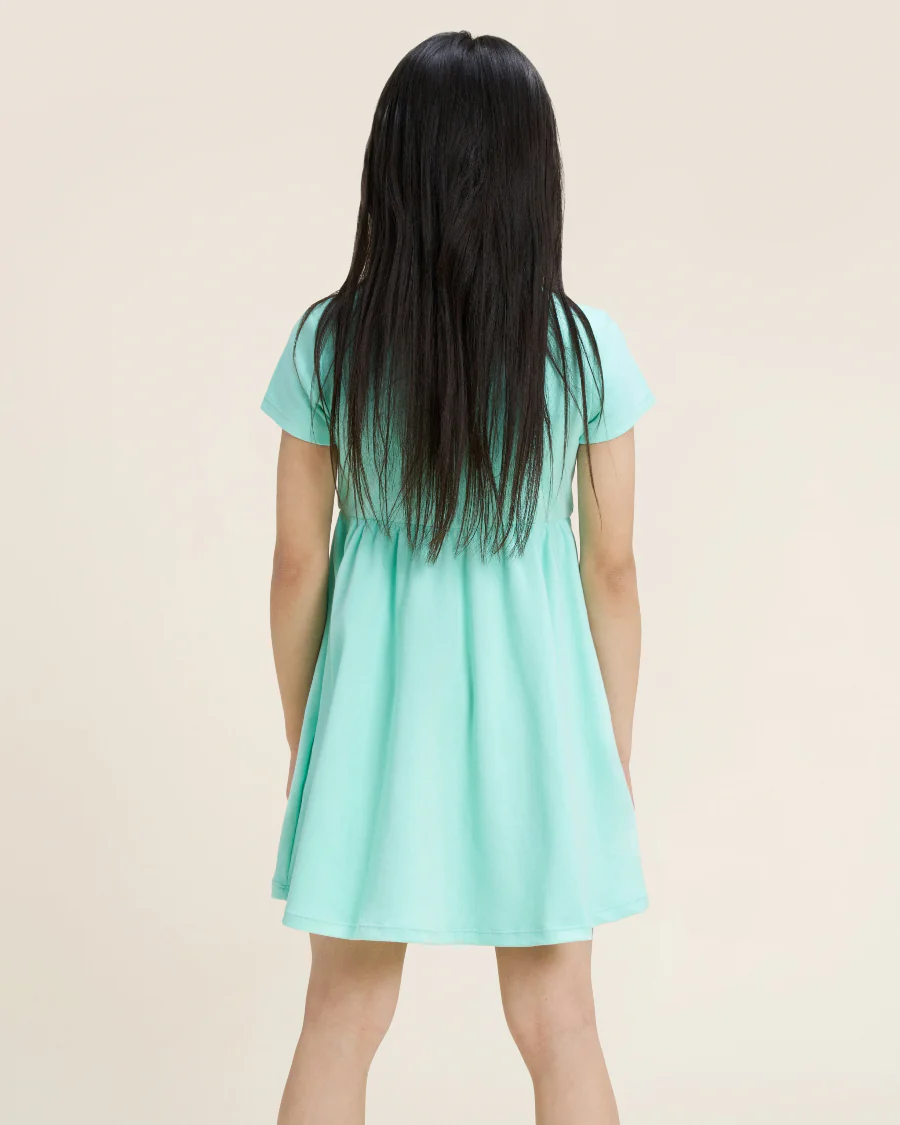 Girls Short Sleeve A-Line Twirl Dress - Image 2