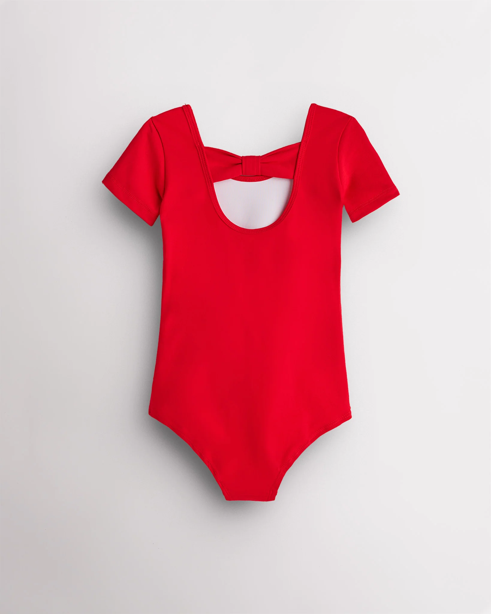 Girls Bowknot Short Sleeve Cotton Ballet Leotard - Image 2