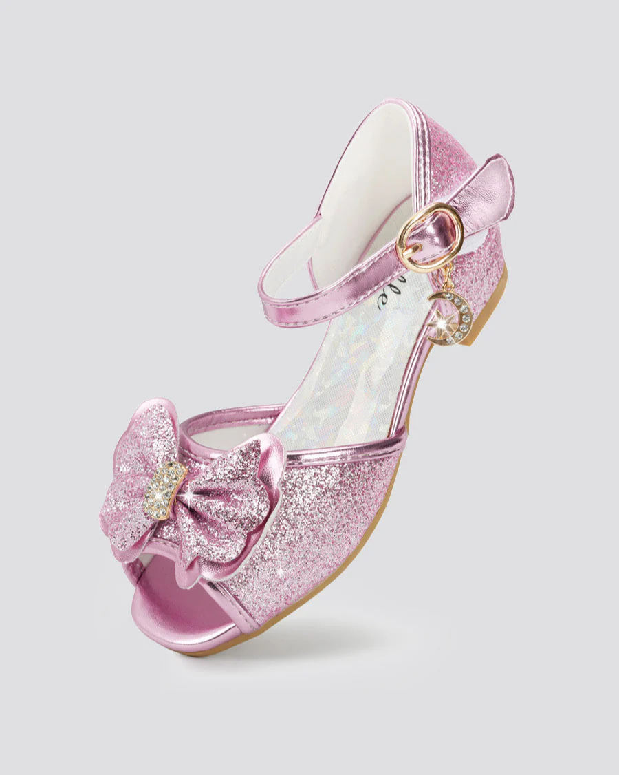 Girls Sparkly Princess Low Heels Sandals - Image 2