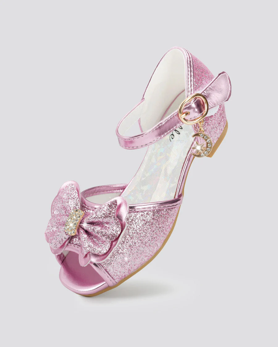 Girls Sparkly Princess Low Heels Sandals - Image 4