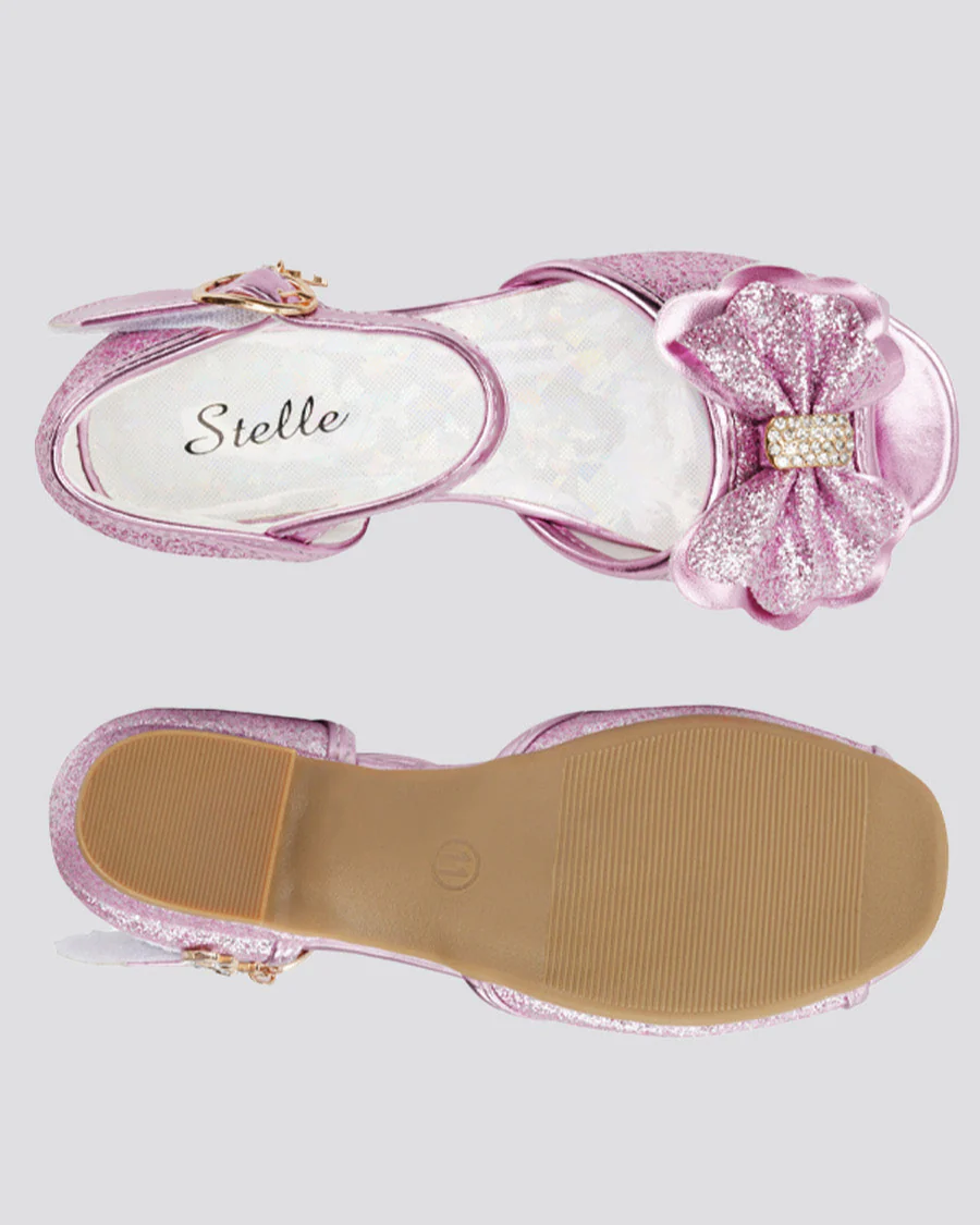 Girls Sparkly Princess Low Heels Sandals - Image 5