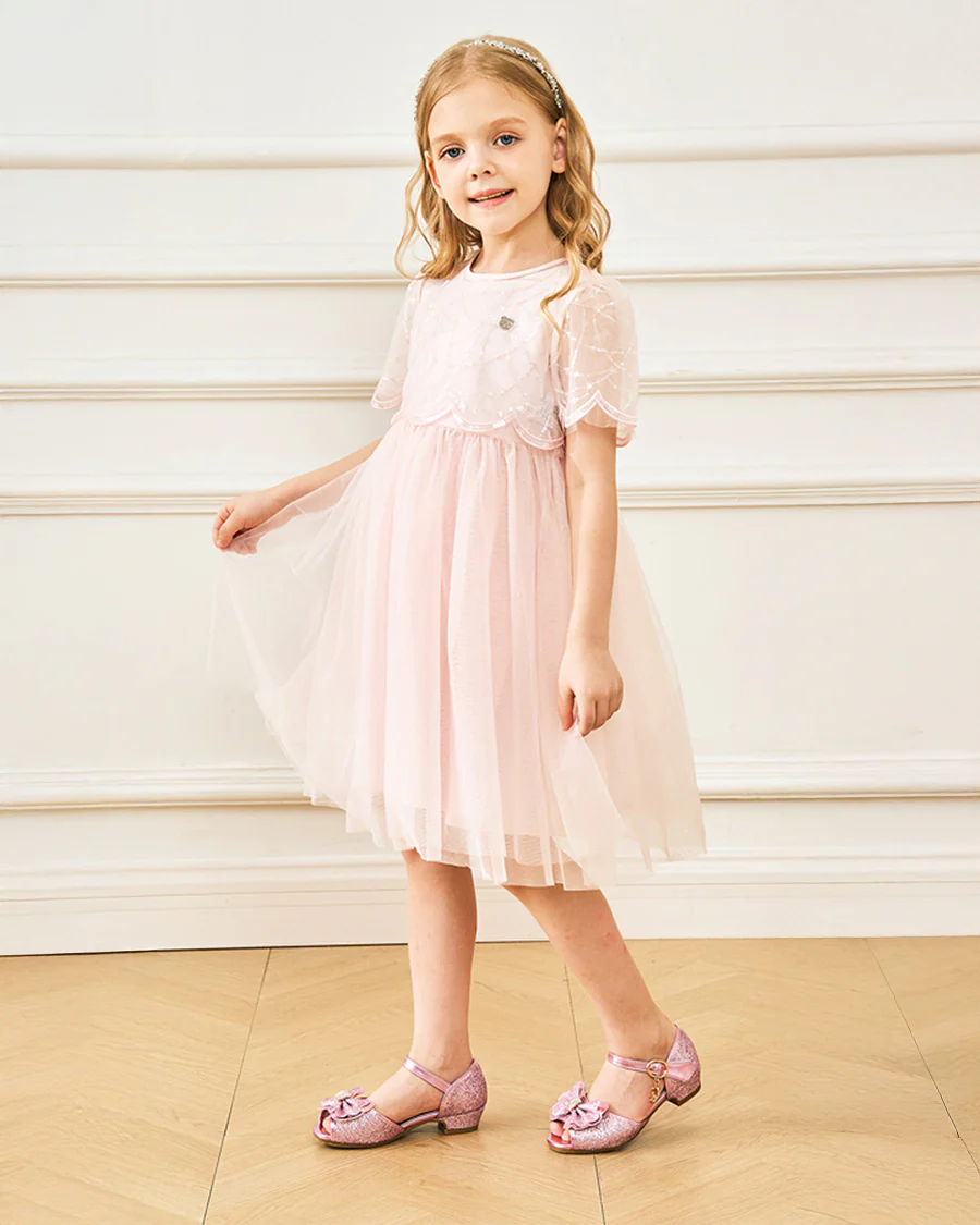 Girls Sparkly Princess Low Heels Sandals - Image 6