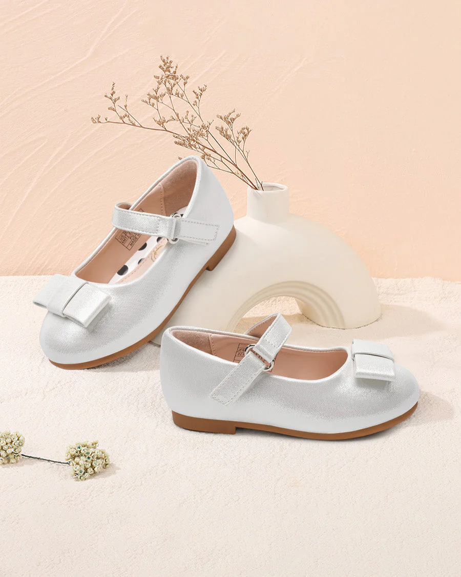 Girls Vegan Leather Mary Jane Shoes with Bows - Image 2