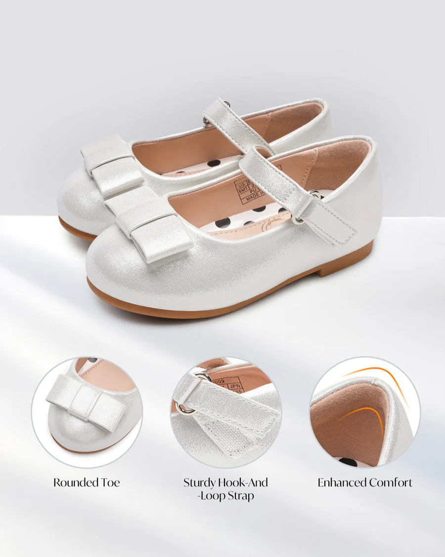 Girls Vegan Leather Mary Jane Shoes with Bows - Image 5