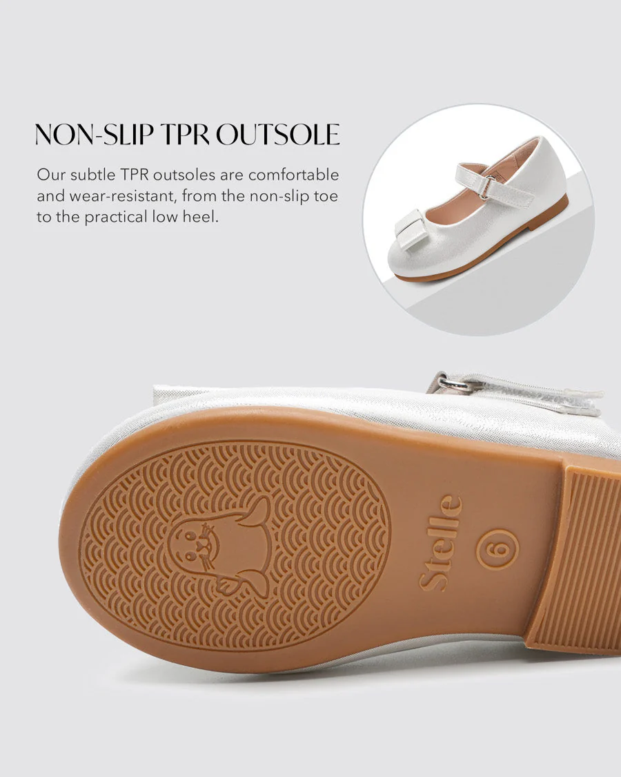 Girls Vegan Leather Mary Jane Shoes with Bows - Image 6