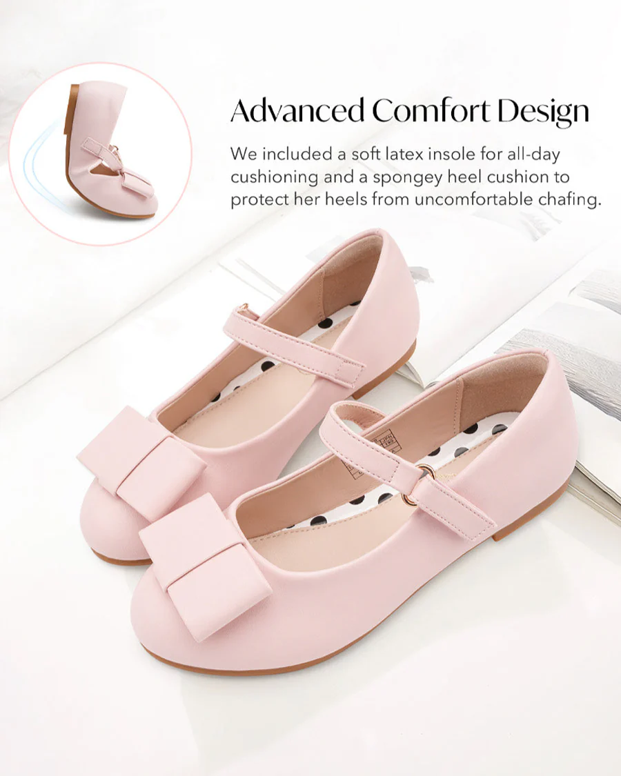 Girls Vegan Leather Mary Jane Shoes with Bows - Image 3
