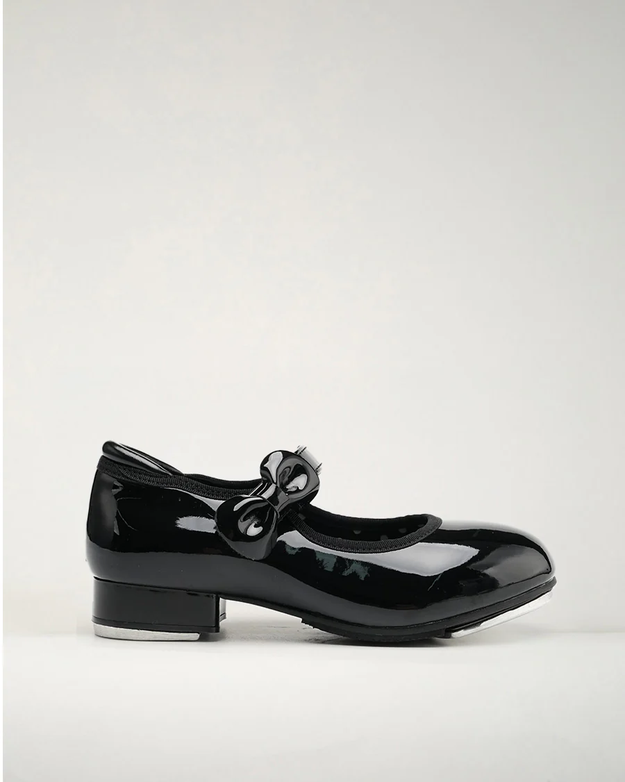 Kids Adjustable Strap Tap Shoes with Bow Embellishment