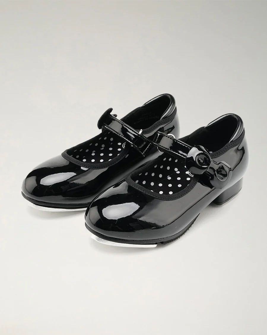 Kids Adjustable Strap Tap Shoes with Bow Embellishment - Image 4